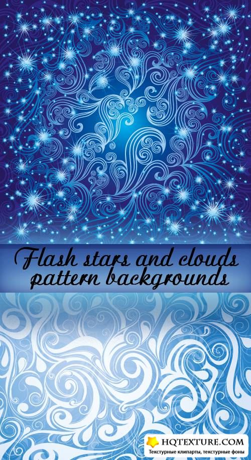 Flash stars and clouds pattern backgrounds