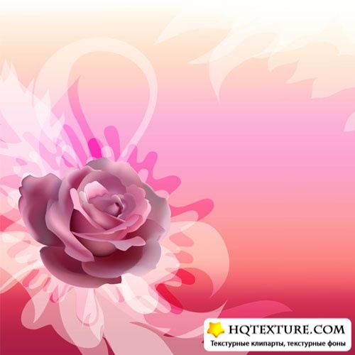 Stock Vector: Abstract background with rose |    