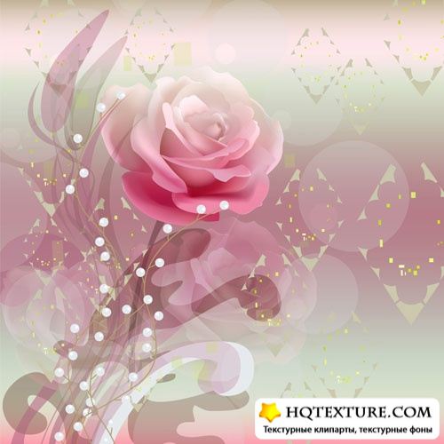 Stock Vector: Abstract background with rose |    