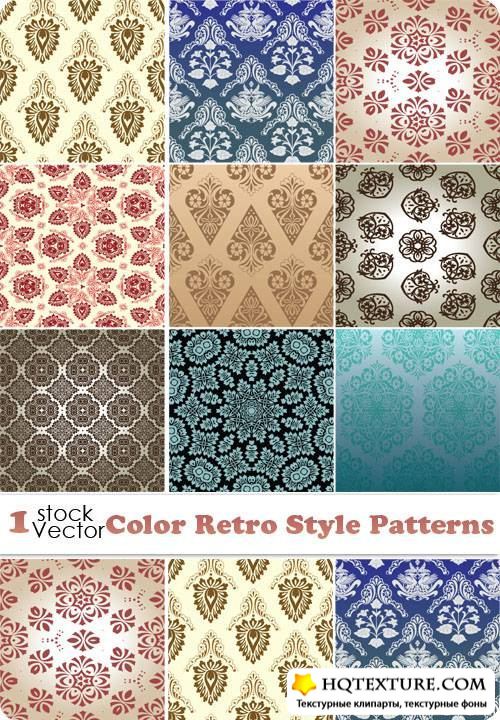 Color Retro Style Patterns Vetor