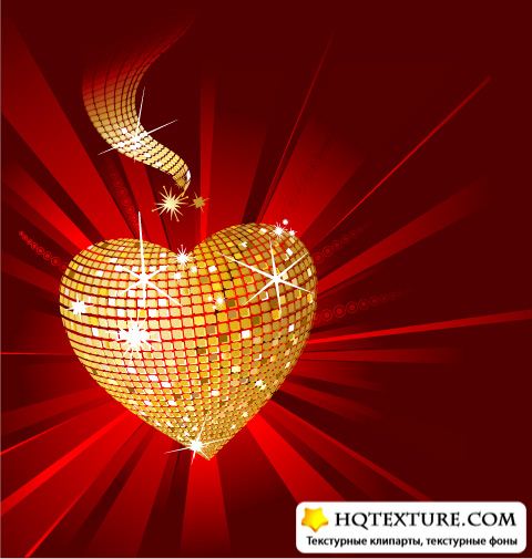 Golden Heart Vector Backgrounds