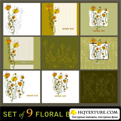 Set of 9 floral backgrounds