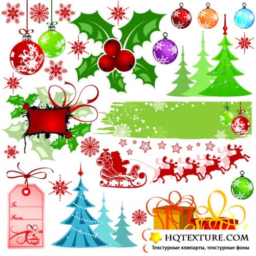 Stock: Big set elements for Christmas design, vector illustration