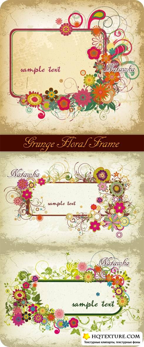   - . Grunge Floral Frames - Stock Vector