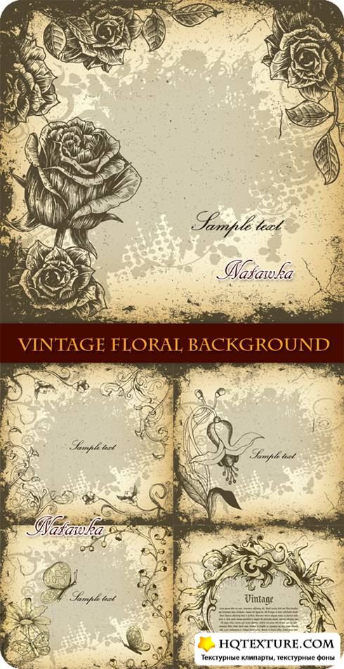  . Vintage Floral Backgrounds - Stock Vectors
