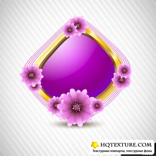 Stock Vector - Frames with Spring Flowers