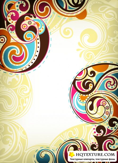 Floral Curves Backgrounds Vector