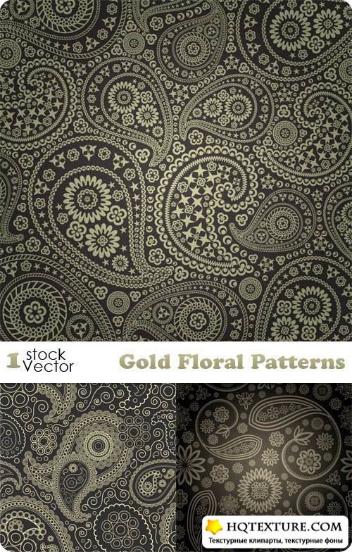Gold Floral Patterns Vector
