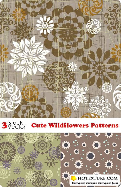 Cute Wildflowers Patterns Vector