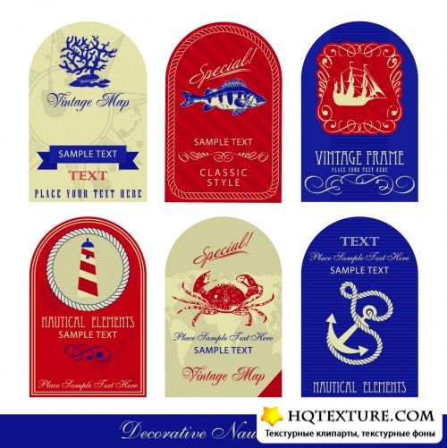 Decorative & Nautical Vintage Labels Vector 