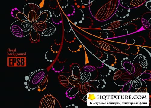 Colorful flowers black background vector