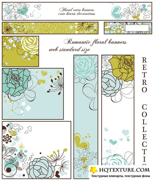Floral retro banners