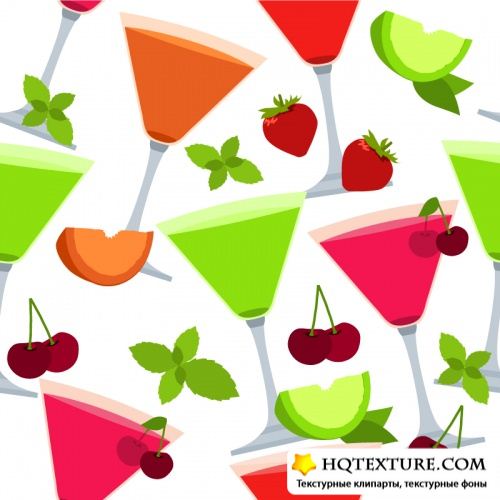 Seamless pattern with drinks
