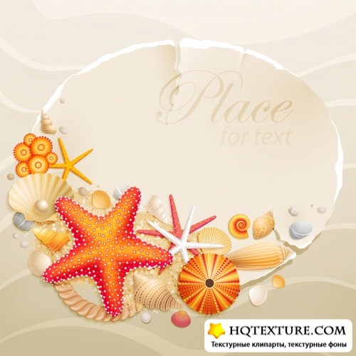 Greeting Cards with Seashells Vector