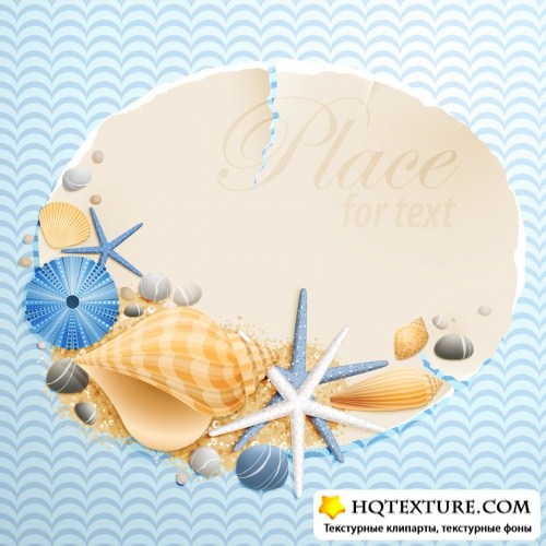 Greeting Cards with Seashells Vector