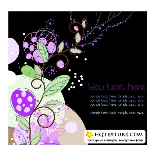     | Flowers on black background vector