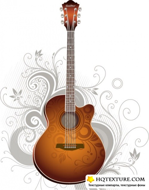 Stock: Musical background with a guitar