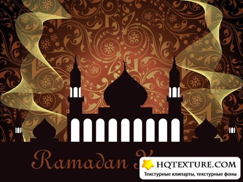 Stock Vector: Background with mosque |    