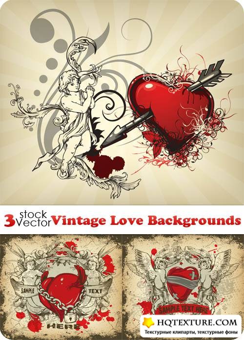 Vintage Love Backgrounds Vector
