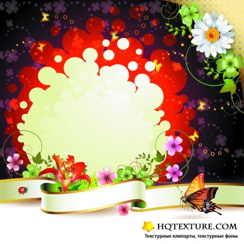 Floral Backgrounds with Butterflies Vector
