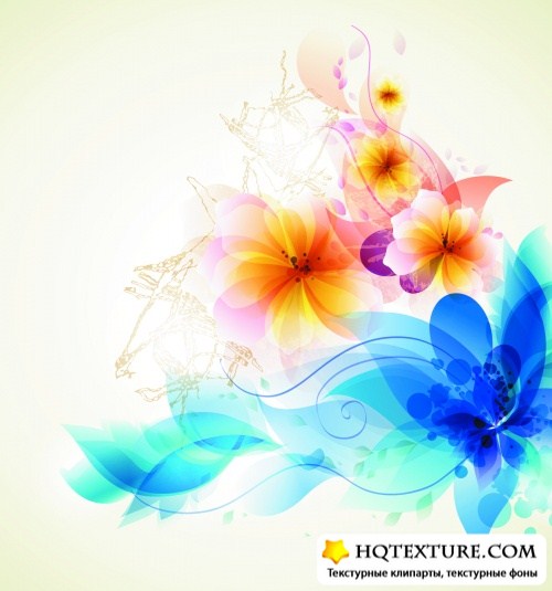 Abstract Color Flowers Vector 2