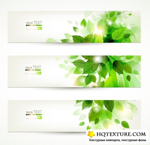 Green leaves cards & banners