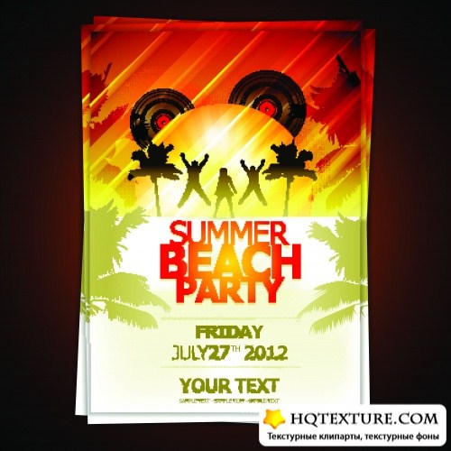      6 / Flyer on summer beach party vector set 6