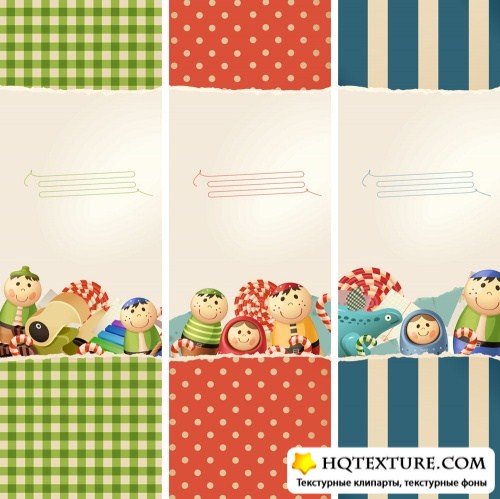 Toys and paper - vector banners