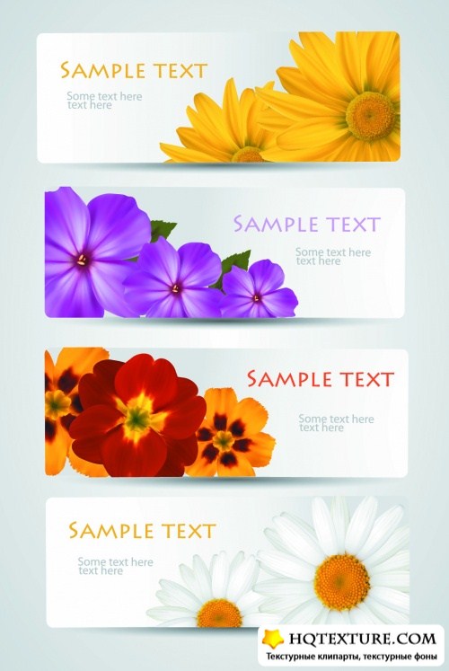Various Flowers Banners Vector