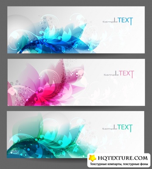 Abstract Floral Banners Vector