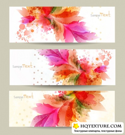 Abstract Floral Banners Vector