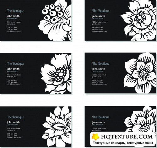 Dark Floral Cards Vector 2