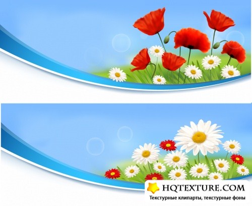 Summer Floral Banners Vector