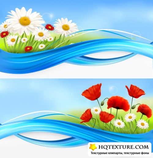 Summer Floral Banners Vector