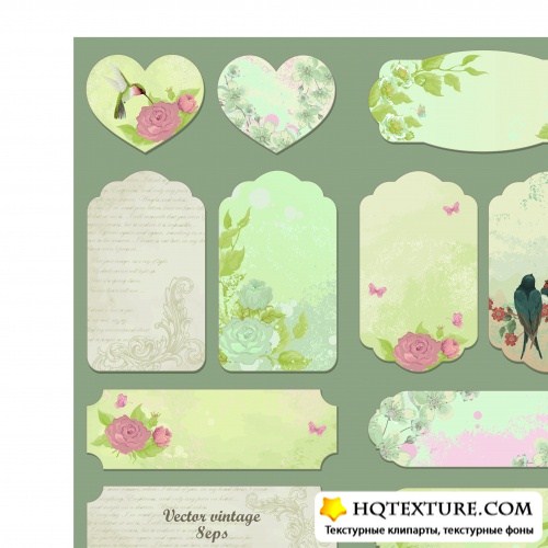     | Set of vector vintage cards and tags