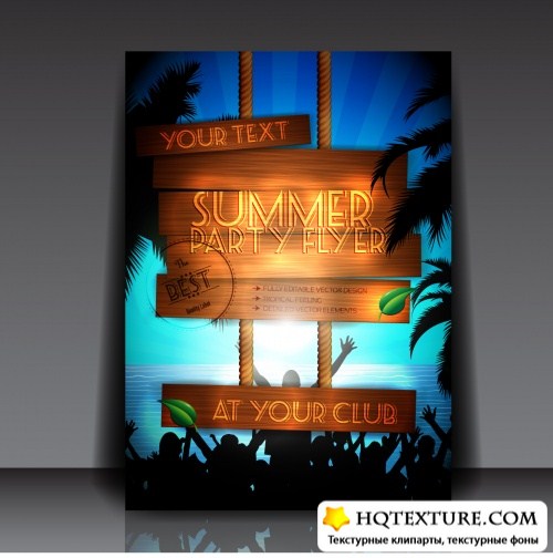 Summer Party Flyers Vector 