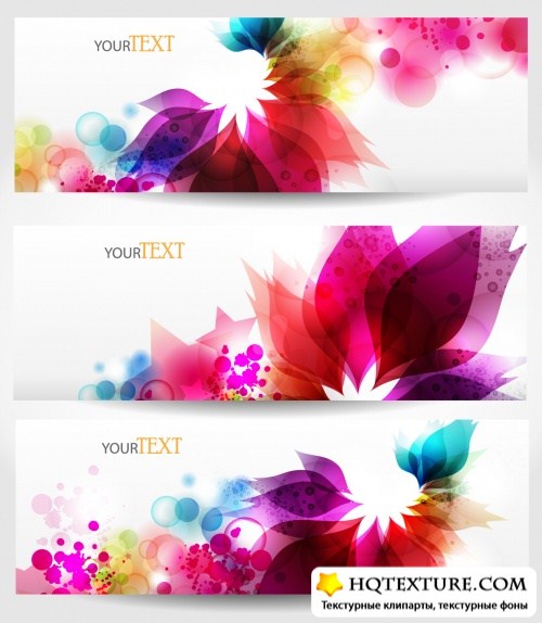 Color Flowers Banners Vector