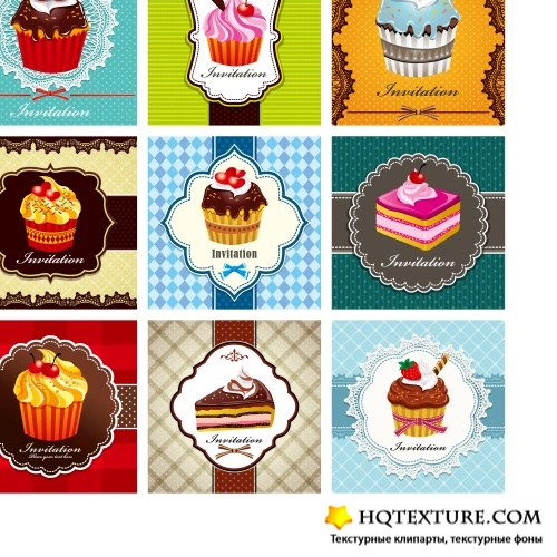 Vintage card with cupcake
