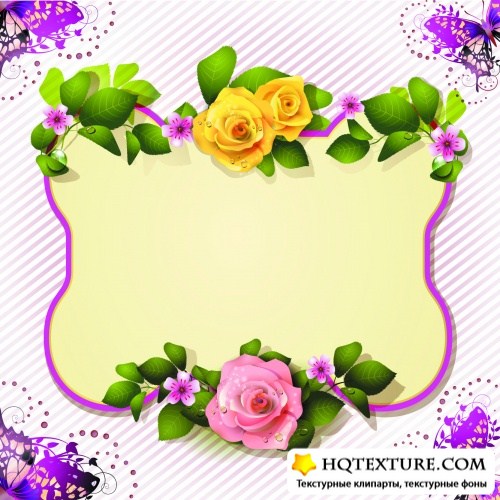 Mirror Frame with Flowers Vector
