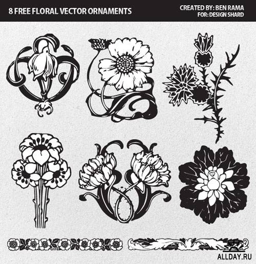 Vector Pack - 8 Floral & Decorative Ornaments 