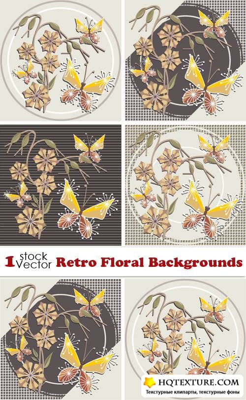 Retro Floral Backgrounds Vector