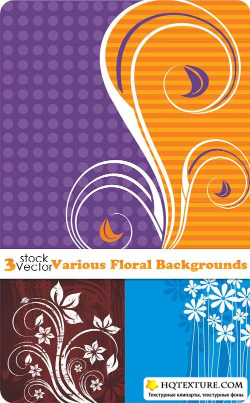 Various Floral Backgrounds Vector