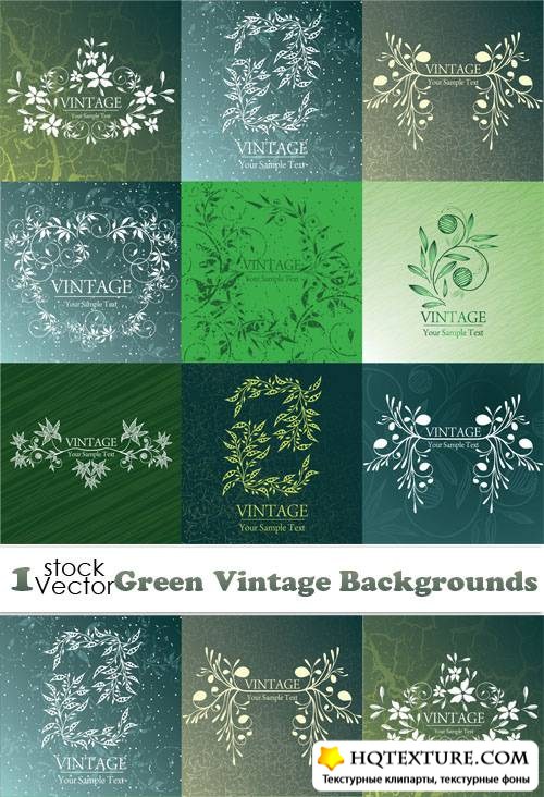 Green Vintage Backgrounds Vector 