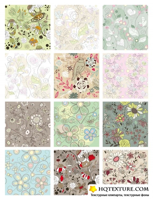 Set of seamless floral backgrounds   