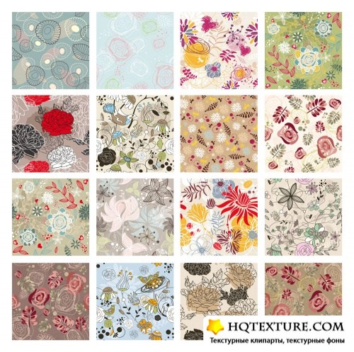 Set of seamless floral backgrounds   