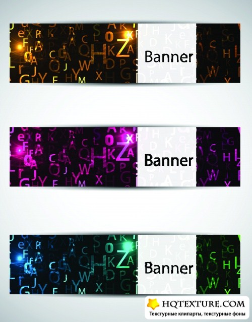    | Banners - bright neon light vector 