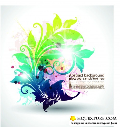     | Background with floral elements vector set 3