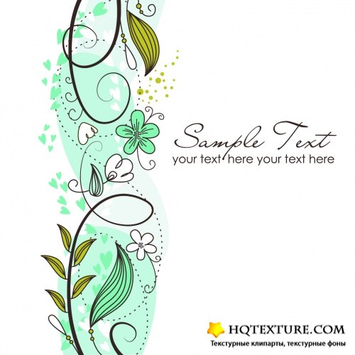 Simple Floral Cards Vector