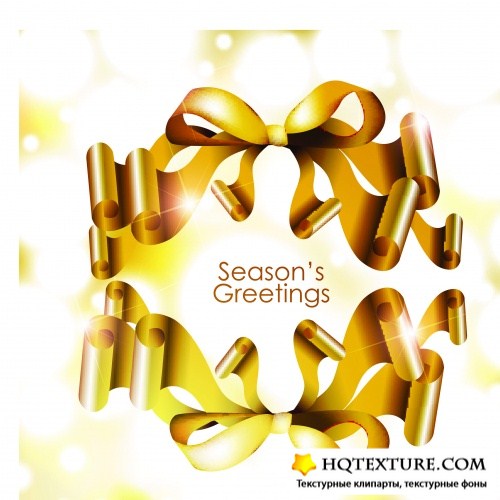      | Golden ribbon greetings vector background