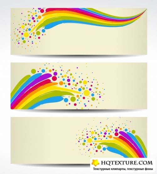 Stock: Cards with rainbow wave